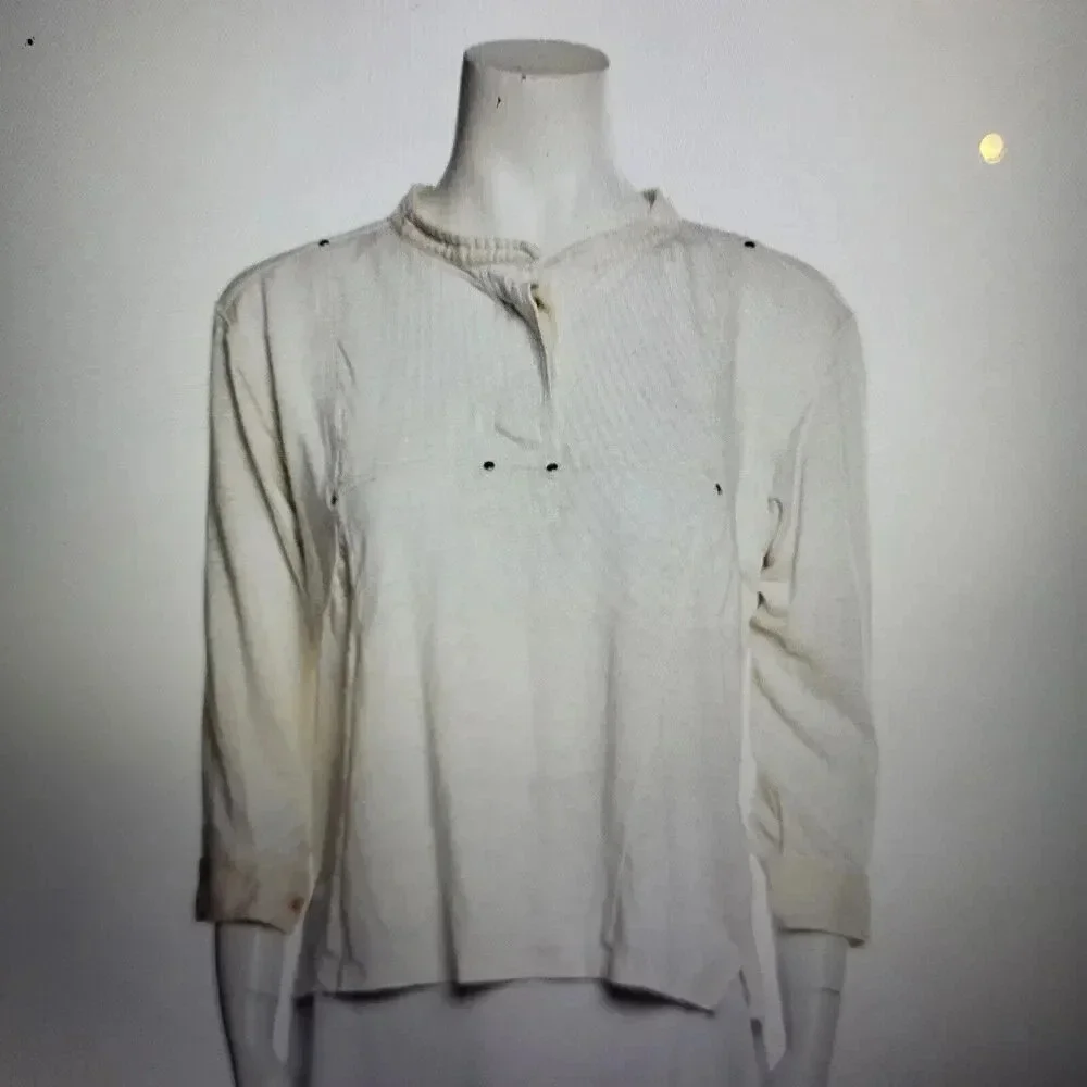 Isabel Marant 1501 Womens Ivory Long Sleeve Linen Pullover Blouse Tunic …